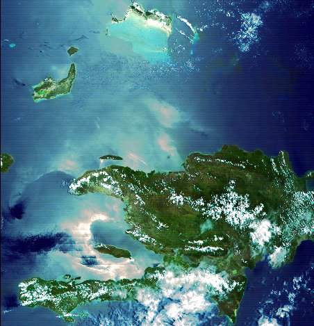 A satellite picture of Haiti